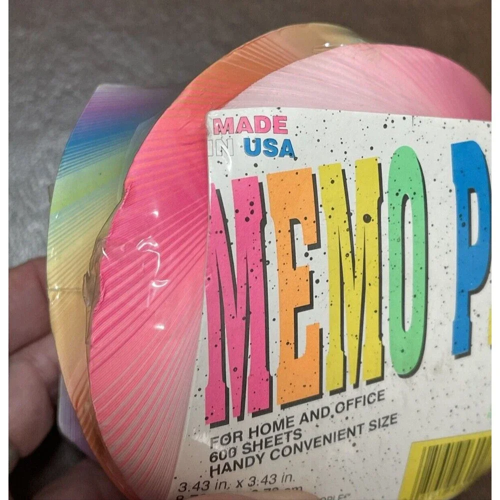 Vintage SEALED 1996 1990s Neon Swirl Memo Pad Scratch Pad Made in USA Retro NOS